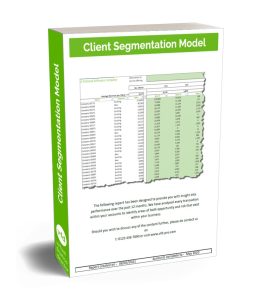 Picture of the front cover of the Customer Segmentation Model, which is used to quantify the growth potential for a business through selling more to existing customers, adding new products and services and through increasing customer numbers to create a 5-Year Profit & Loss Forecast